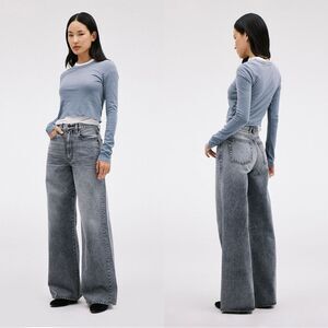 SLVRLAKE Gray Wide Leg Flare Jeans